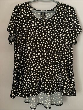 Brody Myles Collection Polka Dot Peplum Top Ladies 1X